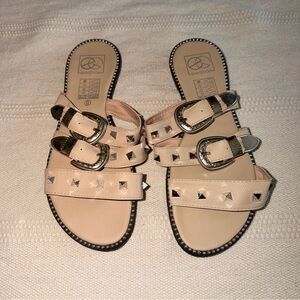 Western Loeffler Randall Beige Studded Sandals